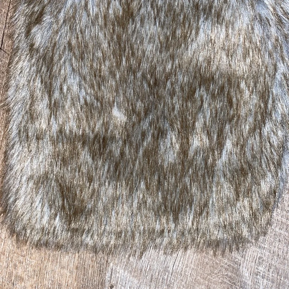 Faux Fur Pet Jacket with Collar Brown Gray size S